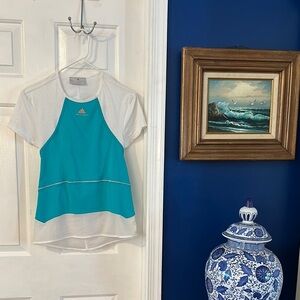 Women’s Adidas Stella McCartney Tennis Turquoise White Barricade Cap Top Sz M